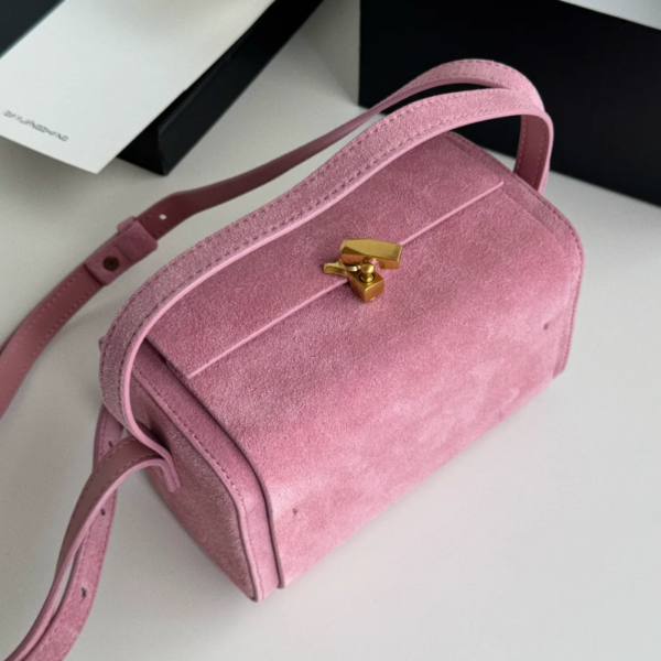 13_d0a849be-02fb-4d91-b902-fb1aa8f31cc2.png Suede Leather Mini Boston Bag ?C Sunset Pink, Luxury Soft Cowhide Purse with Adjustable Shoulder Strap