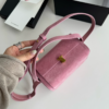 15_9a83e9bd-a15b-4a7f-a742-b5f749d42d73.png Suede Leather Mini Boston Bag ?C Sunset Pink, Luxury Soft Cowhide Purse with Adjustable Shoulder Strap