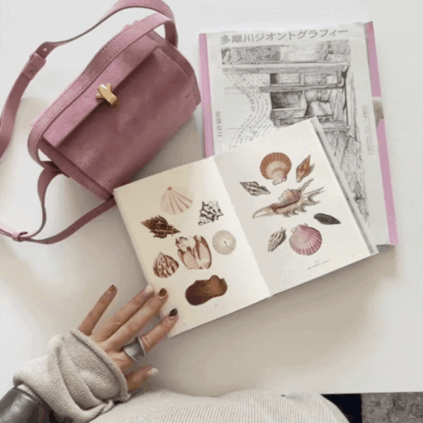 18_72f3d868-ad9c-4fec-a381-13689a64e3cf.gif Suede Leather Mini Boston Bag ?C Sunset Pink, Luxury Soft Cowhide Purse with Adjustable Shoulder Strap