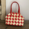 44.png Japanese Woven Wooden Chip Handbag Red Plaid Basket Tote, Handmade Retro Picnic-Style Bag