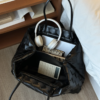 92.png Black Boston Bag Handmade Old Money-Style Top Handle in Tree-Waxed Cowhide with Quilted Weave | Vera