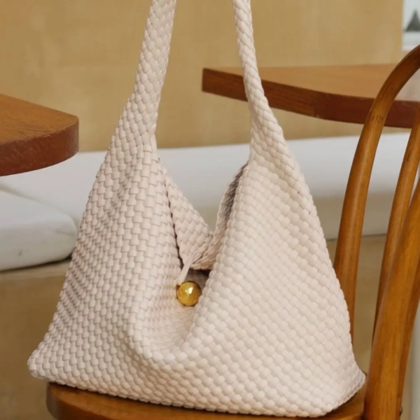 Old Money Handwoven Leather Hobo Bag Ivory White | Timeless OL Chic