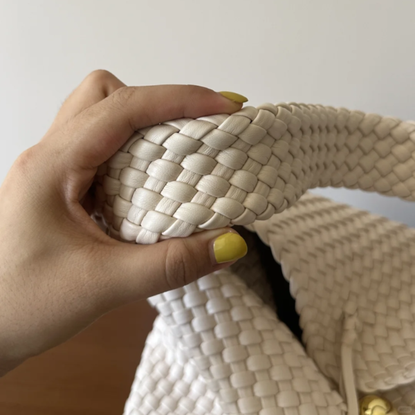 Old Money Handwoven Leather Hobo Bag Ivory White | Timeless OL Chic