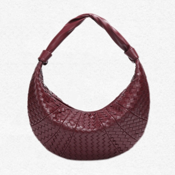 gif_-2025-09-24T205354.091.png Luxury Handwoven Crescent Shoulder Bag Solid Color Angora Red, Fashion Elegant Minimalist Purse